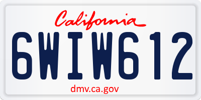 CA license plate 6WIW612