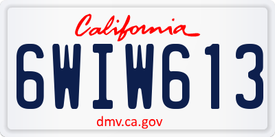 CA license plate 6WIW613