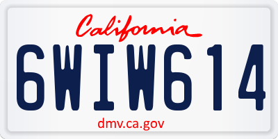 CA license plate 6WIW614