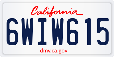 CA license plate 6WIW615
