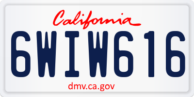 CA license plate 6WIW616