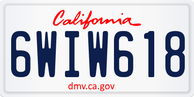 CA license plate 6WIW618