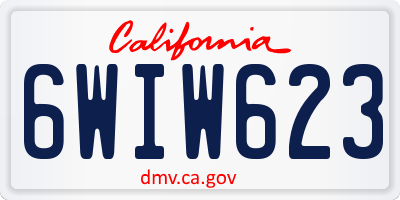 CA license plate 6WIW623