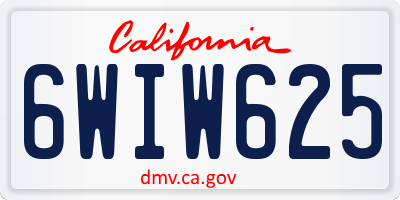 CA license plate 6WIW625