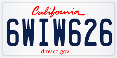 CA license plate 6WIW626