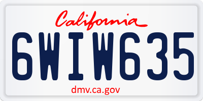 CA license plate 6WIW635