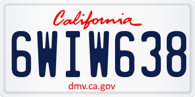 CA license plate 6WIW638