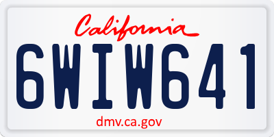 CA license plate 6WIW641
