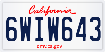 CA license plate 6WIW643