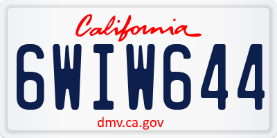 CA license plate 6WIW644