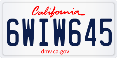 CA license plate 6WIW645