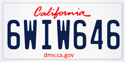 CA license plate 6WIW646
