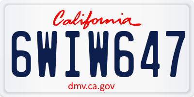CA license plate 6WIW647