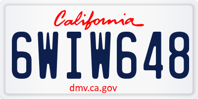 CA license plate 6WIW648