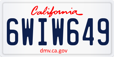 CA license plate 6WIW649