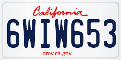 CA license plate 6WIW653
