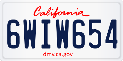CA license plate 6WIW654