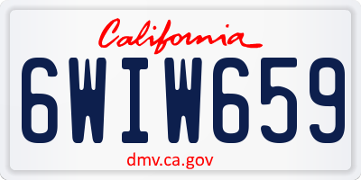 CA license plate 6WIW659
