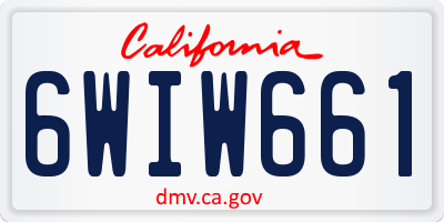 CA license plate 6WIW661