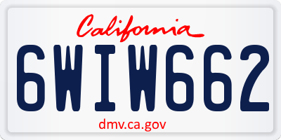 CA license plate 6WIW662