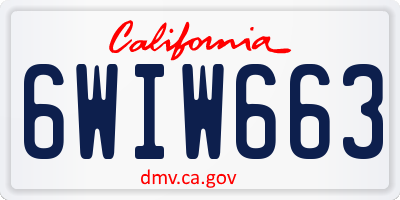 CA license plate 6WIW663