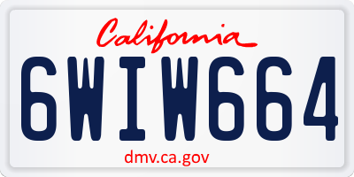 CA license plate 6WIW664