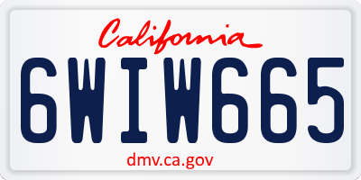 CA license plate 6WIW665