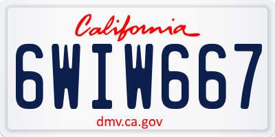 CA license plate 6WIW667