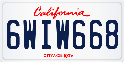CA license plate 6WIW668