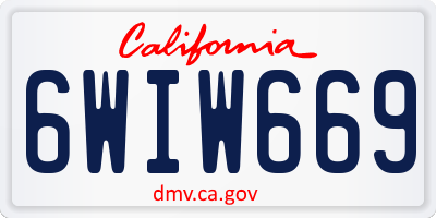 CA license plate 6WIW669