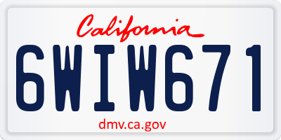 CA license plate 6WIW671