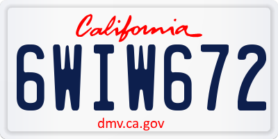 CA license plate 6WIW672