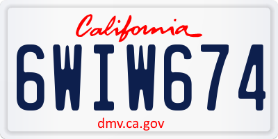 CA license plate 6WIW674