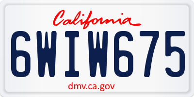 CA license plate 6WIW675