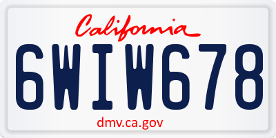 CA license plate 6WIW678