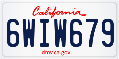 CA license plate 6WIW679
