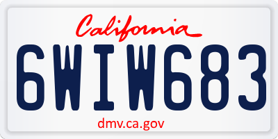 CA license plate 6WIW683