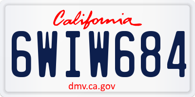 CA license plate 6WIW684
