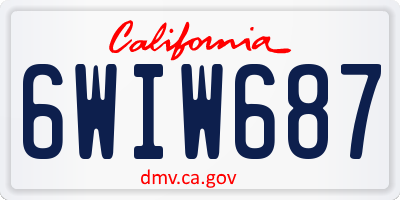 CA license plate 6WIW687