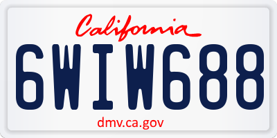 CA license plate 6WIW688