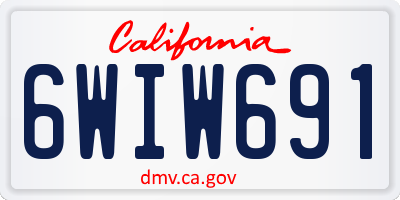CA license plate 6WIW691