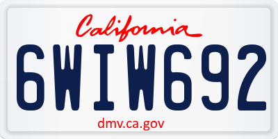CA license plate 6WIW692