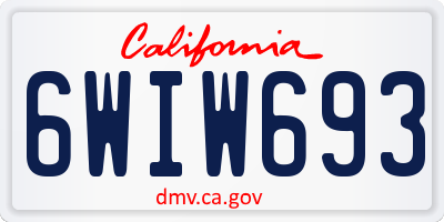 CA license plate 6WIW693