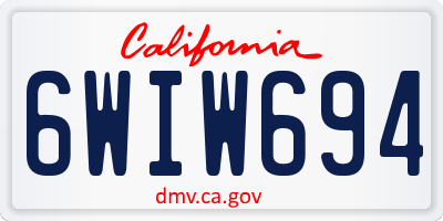 CA license plate 6WIW694