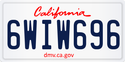 CA license plate 6WIW696