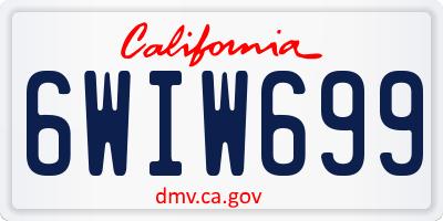 CA license plate 6WIW699