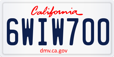 CA license plate 6WIW700