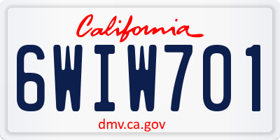 CA license plate 6WIW701
