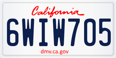 CA license plate 6WIW705