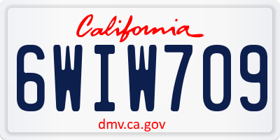 CA license plate 6WIW709